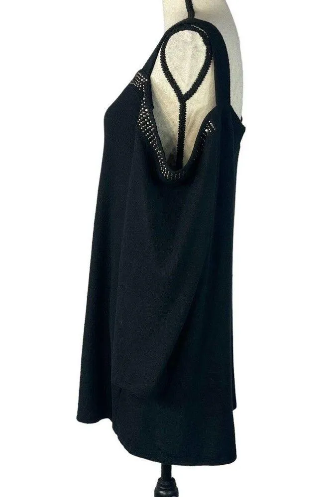 JM Collection 4X-Large Sweater Embellished Scoop Neck 3/4 Sleeve Cold-Shoulder - Image 4