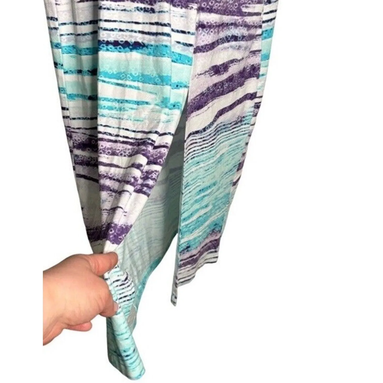 Chico’s Coastal Maxi Dress Size Small Summer Colorful Blue Purple Beach - Image 5