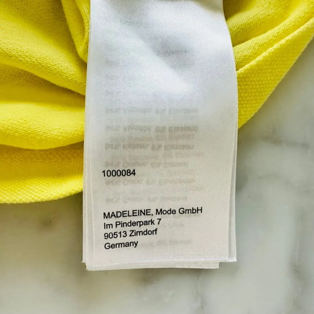 Madeleine Thompson Pique Polo Yellow Size 4 Casual Tennis Golf Short Sleeve - Image 5