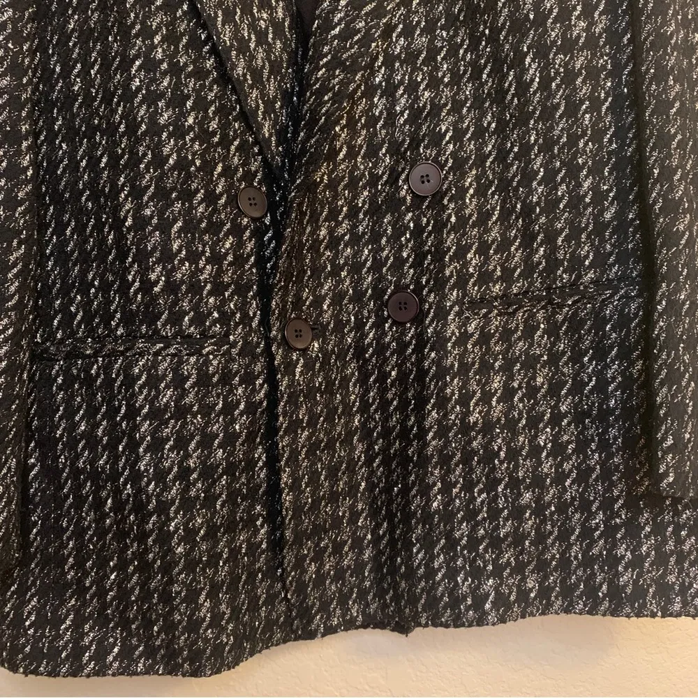 Vintage Evan Picone Black and Silver Houndstooth Blazer Size 6 - Image 4