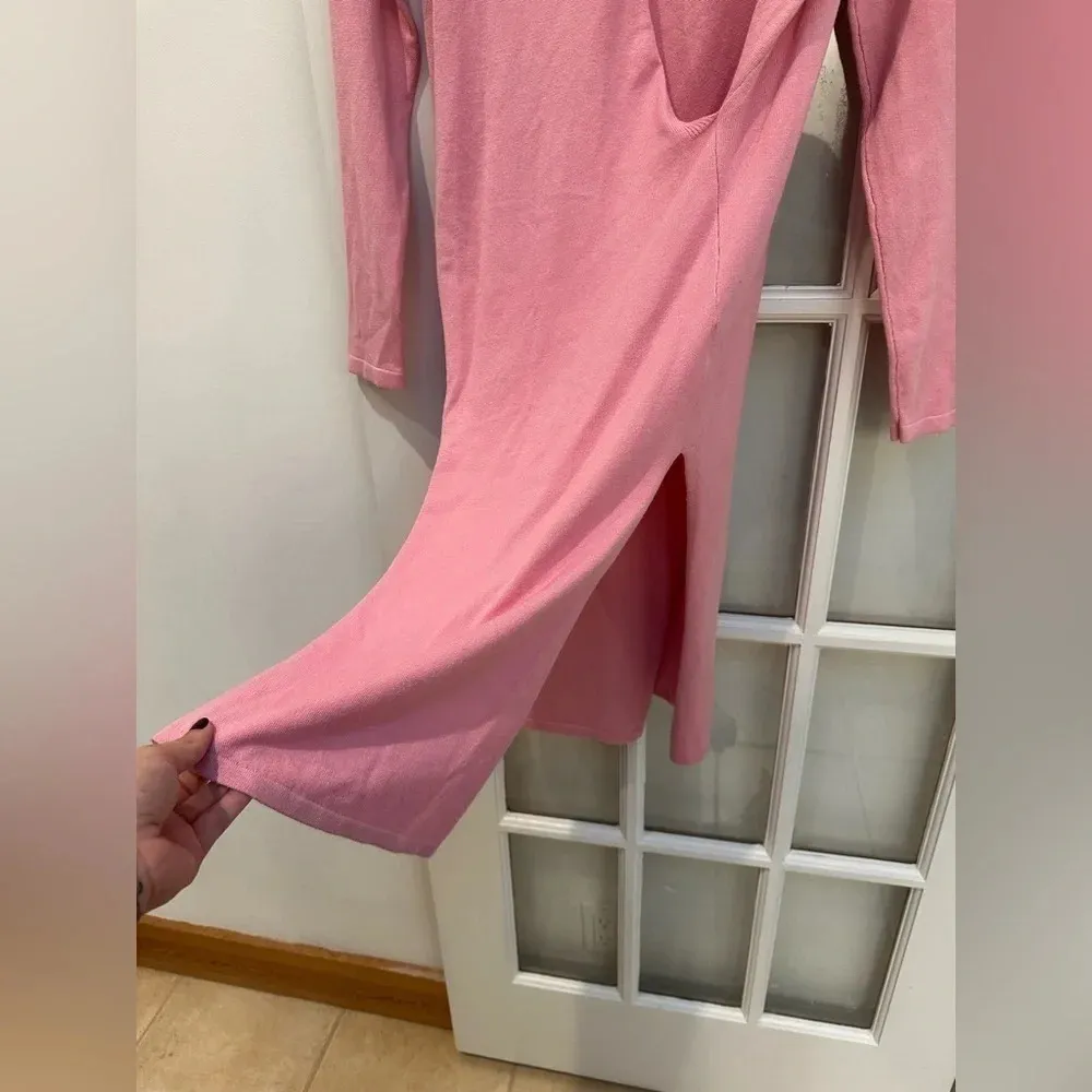 New York & Company Pink Long Sleeve Cut Out Sweater Midi Dress Size M NWT Size M - Image 4