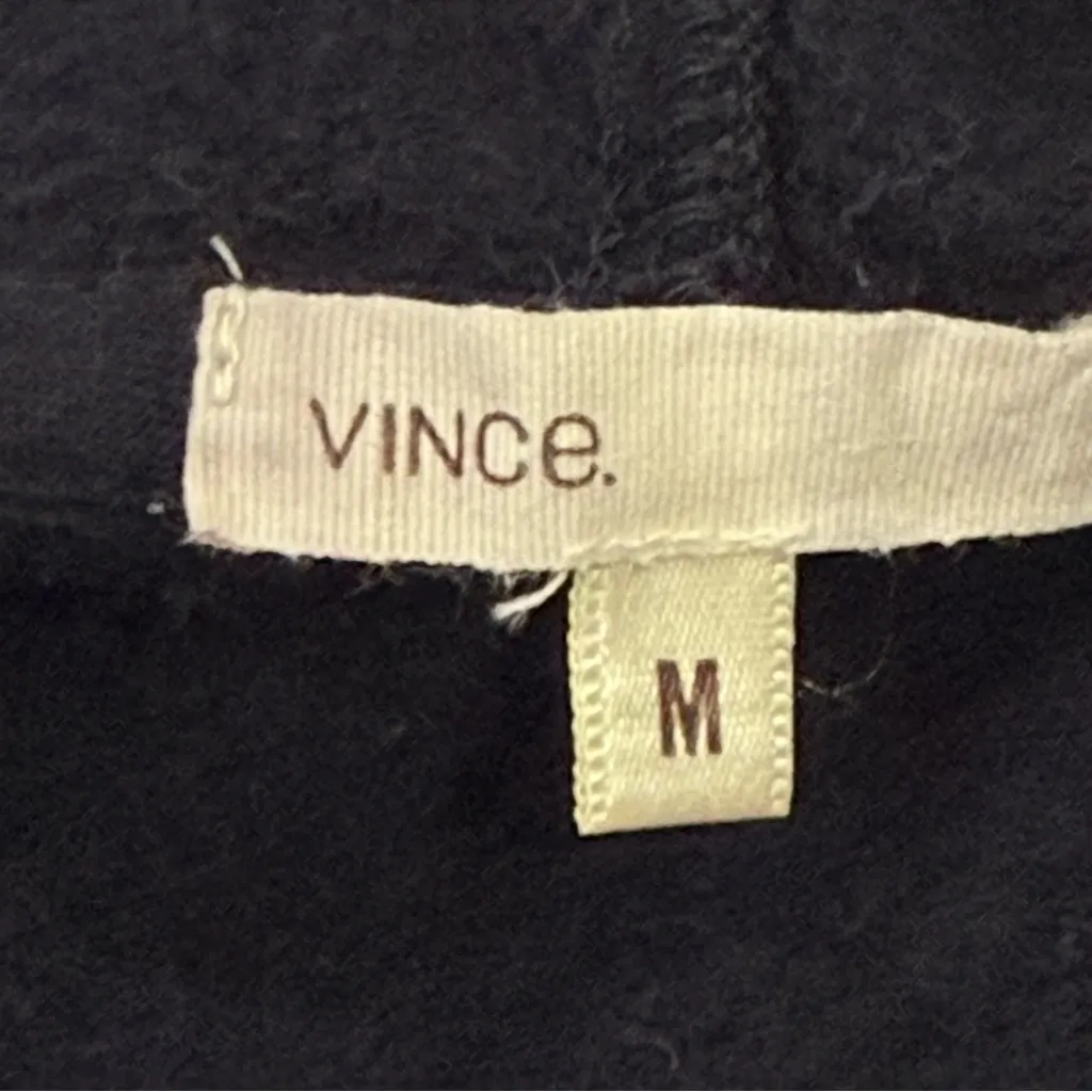 Vince Tunic Hoodie Sweatshirt Deep V Navy Cotton Medium Coastal Chic Beachy - Image 6