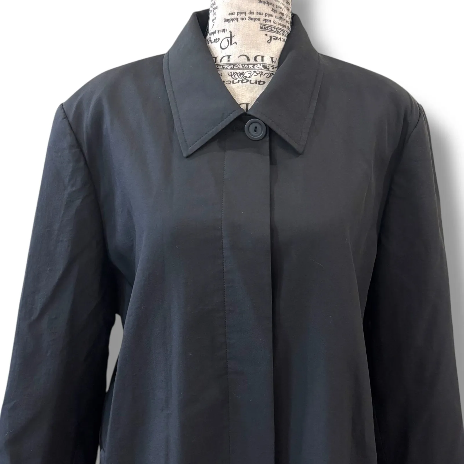 Marina Rinaldi Size 14 (23) Black Wool Mid Length Coat Designer Classic Italy - Image 3