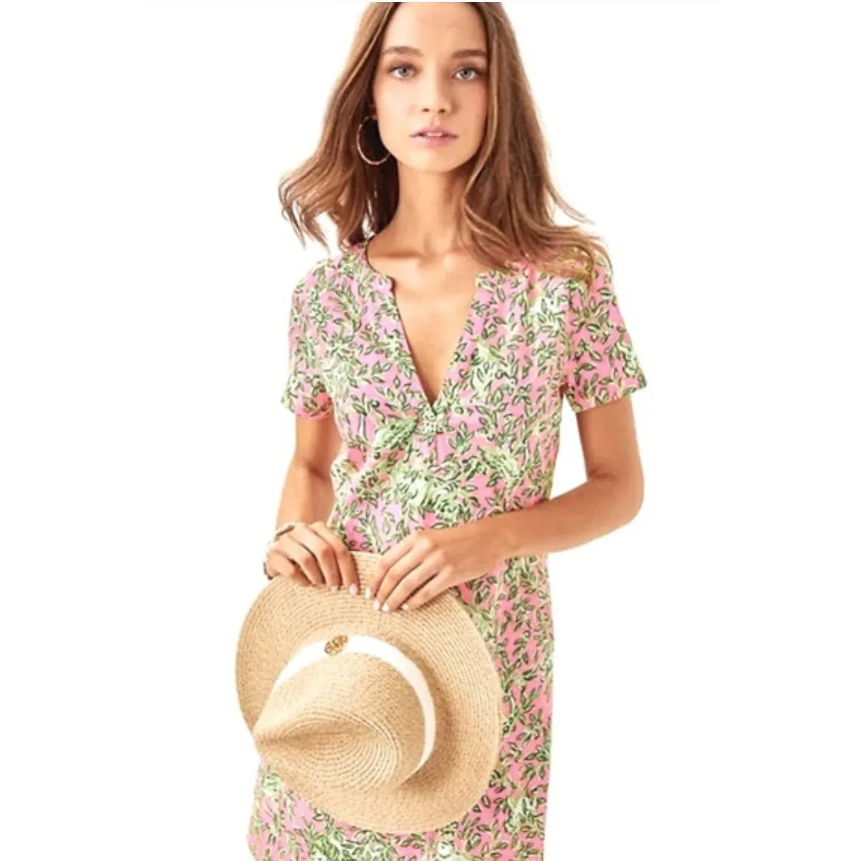 Lilly Pulitzer Dev Jersey Knit Short Sleeve Dress Size Medium - Image 3