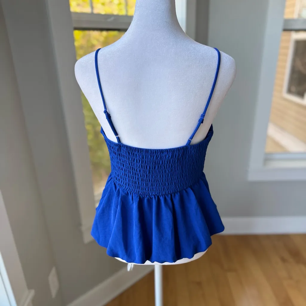 Monteau Cobalt Blue Peplum Cami Tank Top Size Medium - Image 3