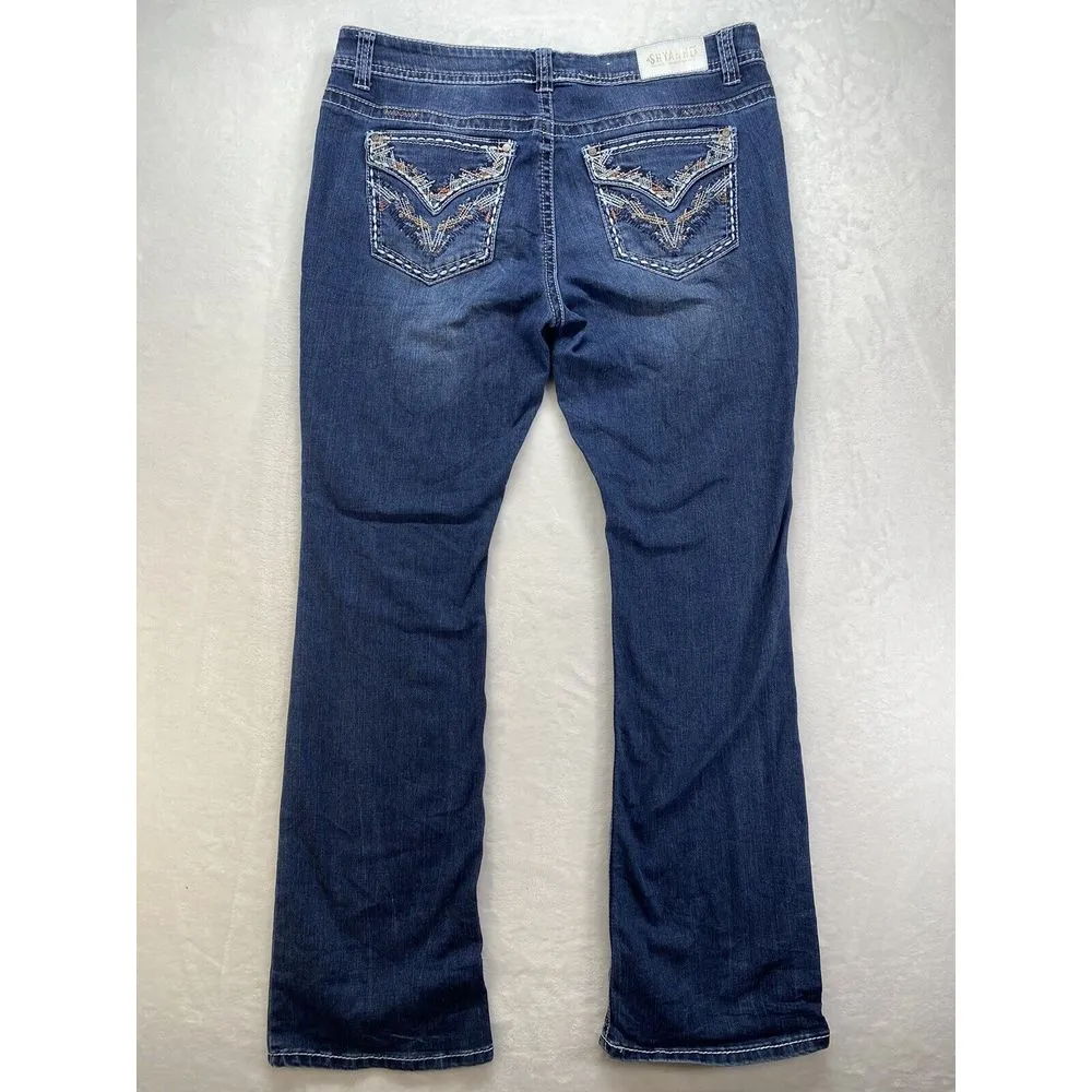 Shyanne Jeans Women's 39 Medium Wash Blue Embroidered Pockets boot cut - Image 10