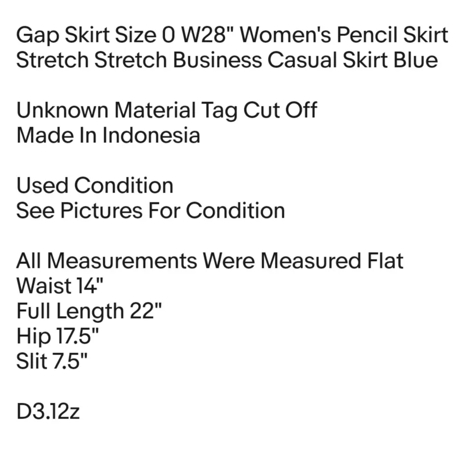 Gap Skirt Size 0 W28" Women's Pencil Skirt Stretch Stretch Business Casual Skirt Blue - Image 2