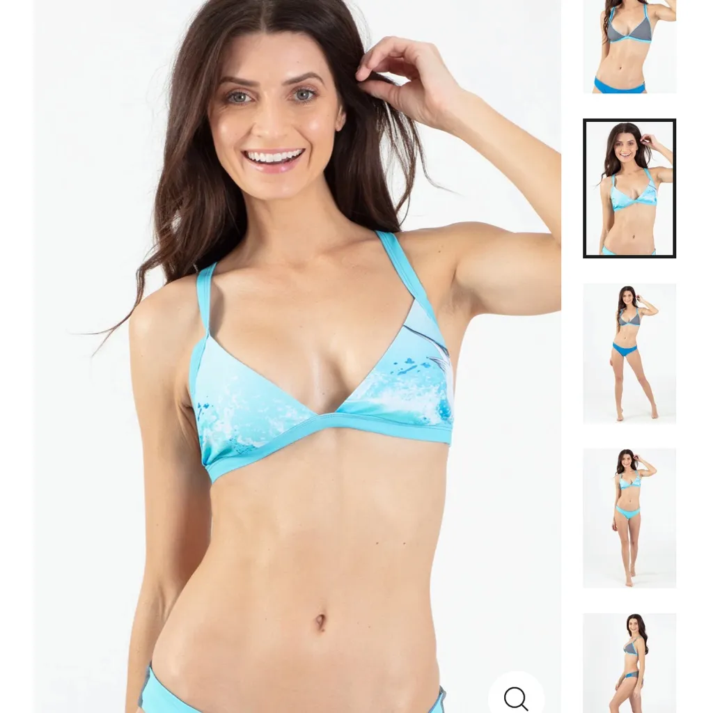 WAVE LIFE women small reversible Blue marlin fishing bikini set top and bottom - Image 9