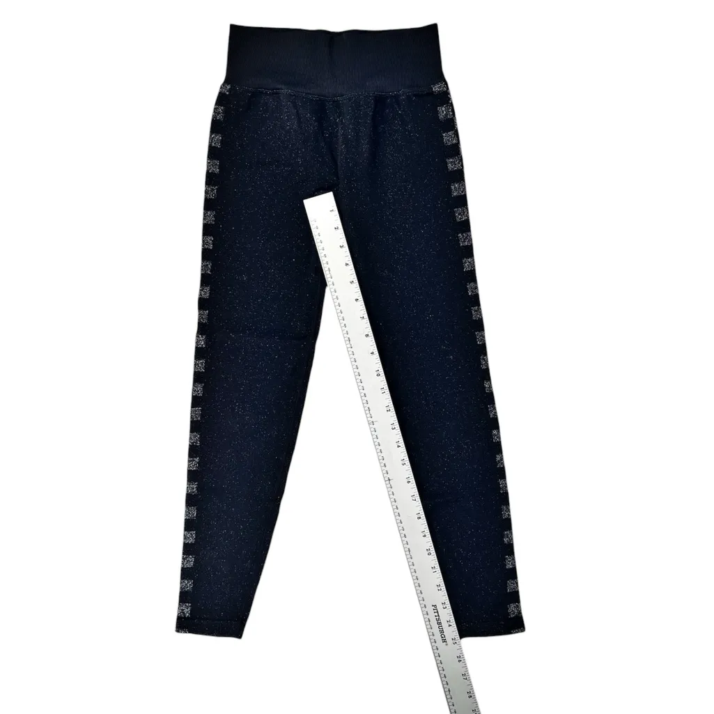 Victoria’s Secret PINK Active Seamless Black Metallic Checkered Leggings Small - Image 3