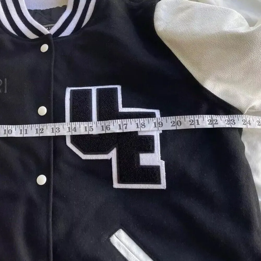 Holloway Varsity Jacket Letterman Urban Black White Wool/Leather Women’s Sz L - Image 8