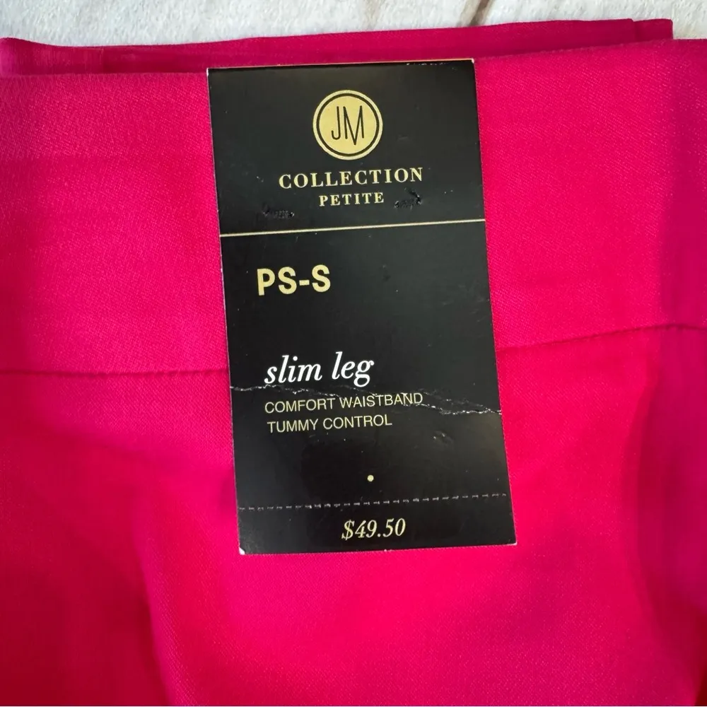 JM Collection Hot Pink Tummy Control Rivet Pants Slim Leg Comfort Waistband - Image 6