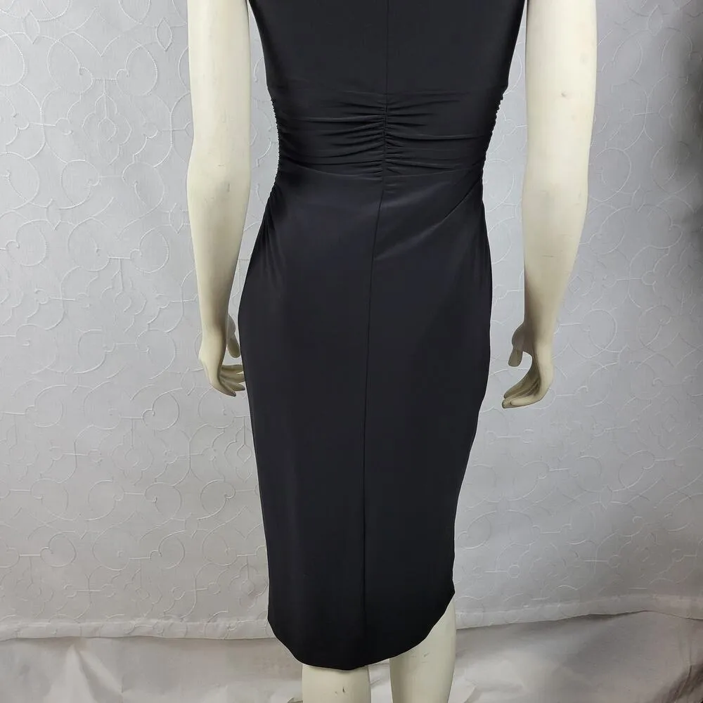 Anne Klein Womens Dress Size S Black Clingy Knee-Length Fitted Ruched Cocktail - Image 6