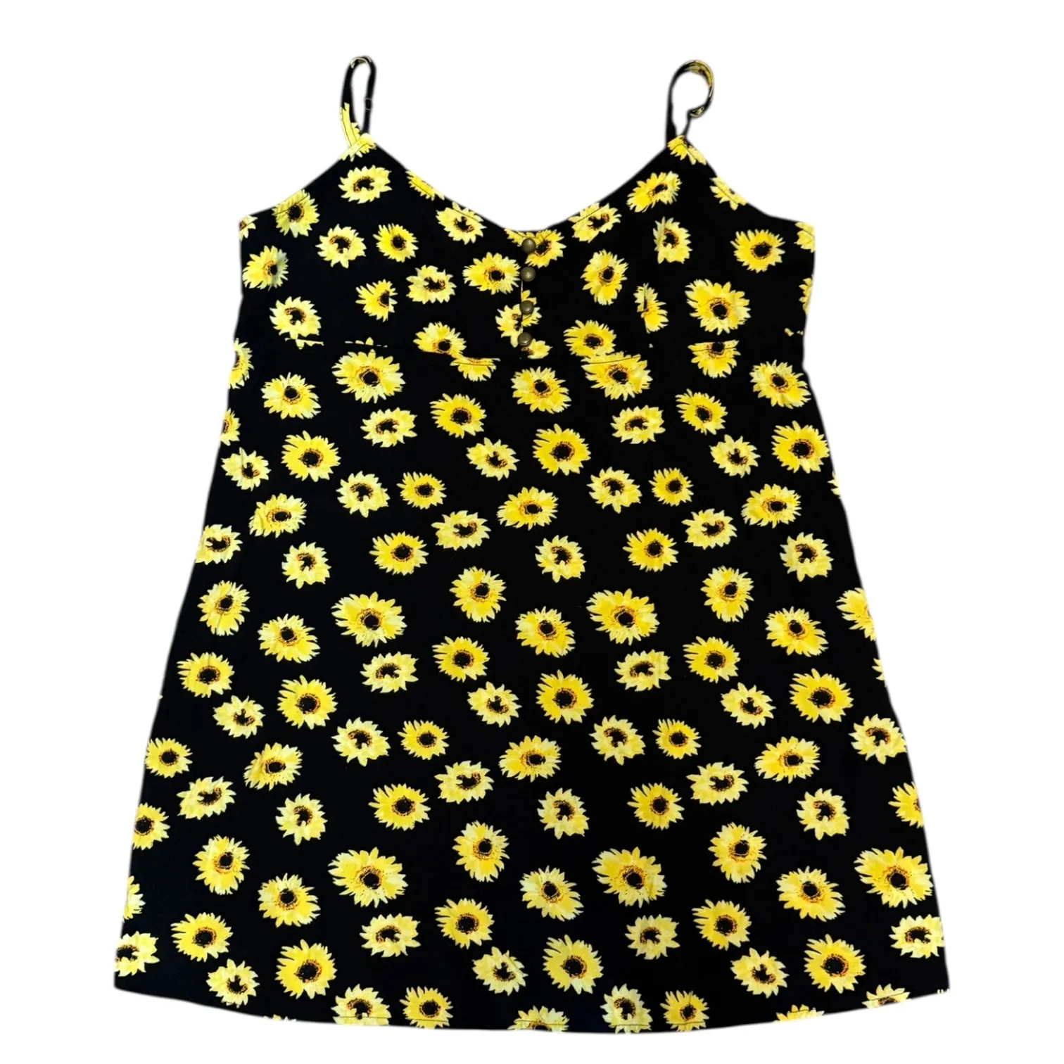 Urban Outfitters Black Spaghetti Strap Sunflower Sundress Size XL - Image 3