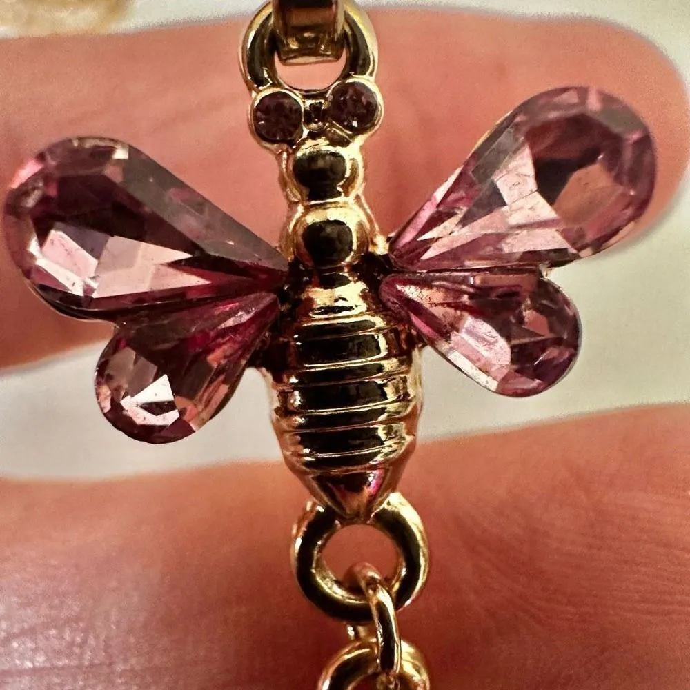 R.J. Graziano pink rhinestone bee and hive pendant necklace Gold - Image 5