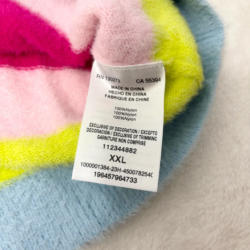 WRANGLER BARBIE CROPPED FUZZY RAINBOW SWEATER RAINBOW STRIPE Size XXL - Image 9