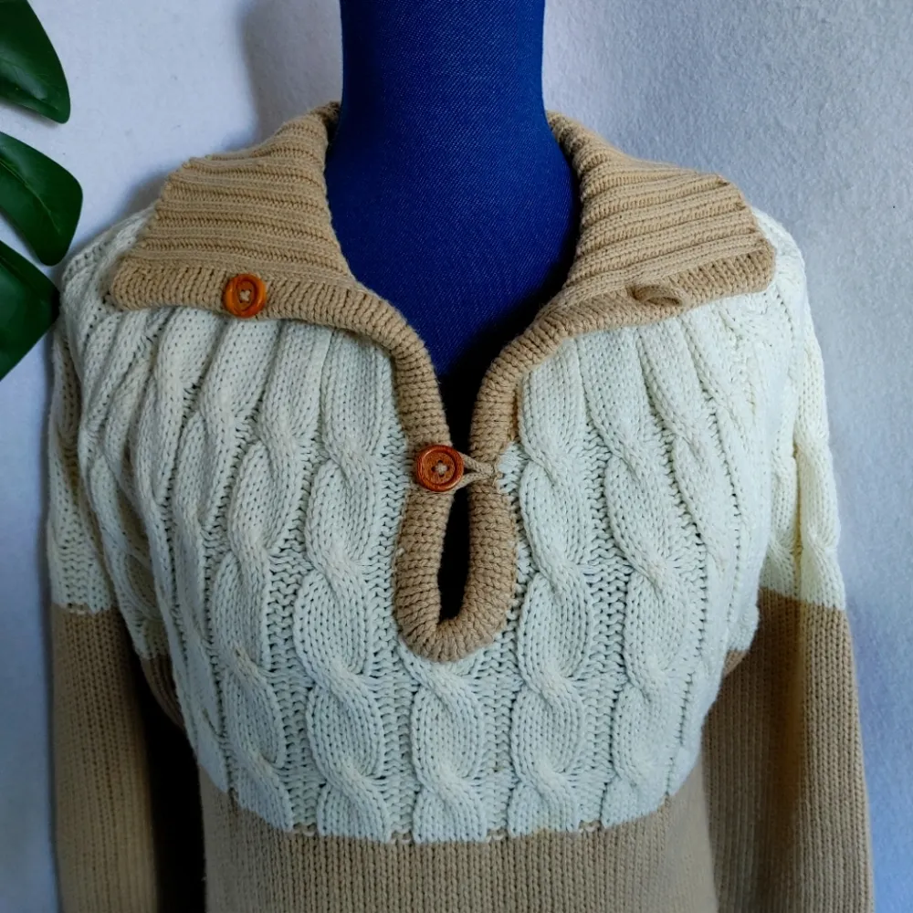 Vintage Michelangelo Two Tone Pullover Sweater Tan Size M - Image 2