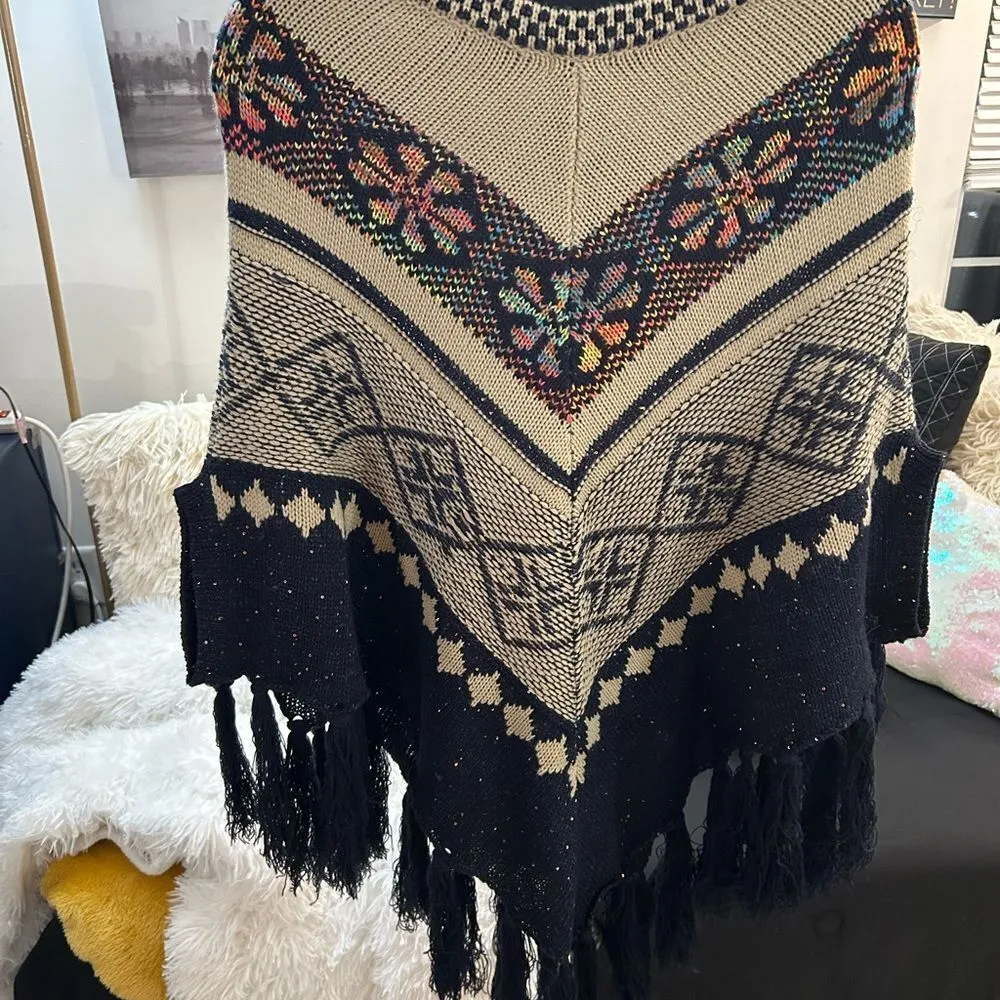 Women's Multicolor Patterned Sweater with bling sparkly gold flecks - Image 6