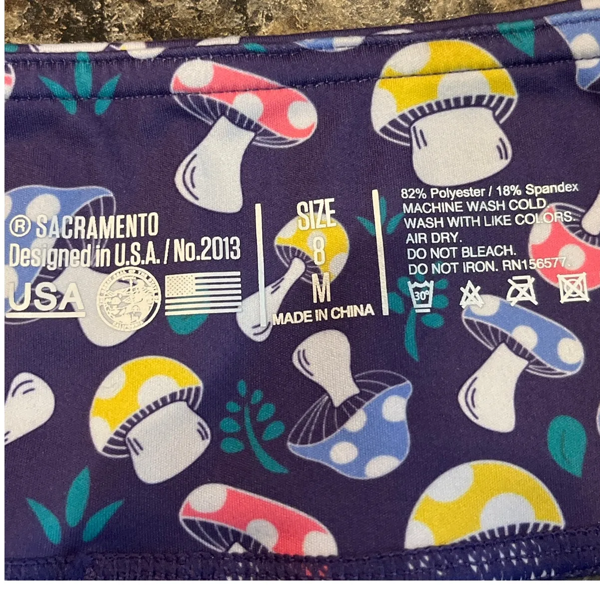 IAB Mfg Mushroom Theme Blue Pink Yellow Bike‎ Shorts Size Medium - Image 5