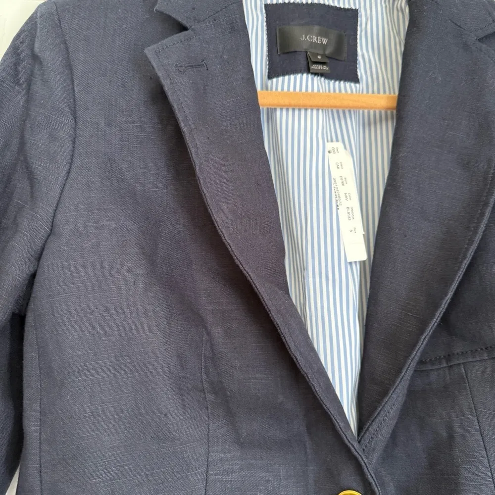 NWT J. Crew Rhodes Blazer Navy Blue Linen Women’s 8 - Image 4