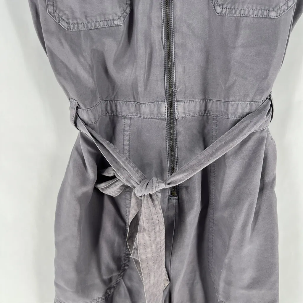 Abercrombie & Fitch Size XS Zip Front Tie Waist Romper Gray‎ Soft Flowy Lyocell - Image 4