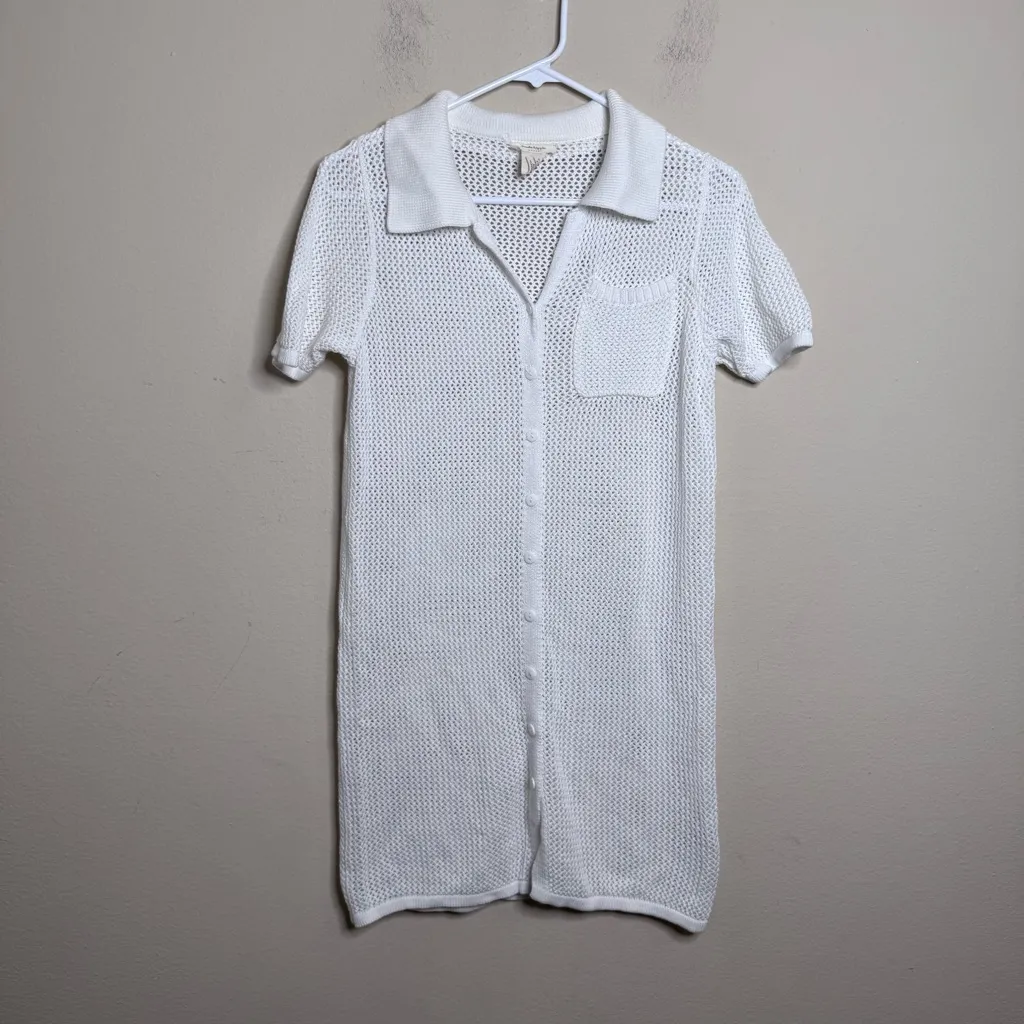 Haute Hippie Open Knit Collared Coverup Dress - Image 2