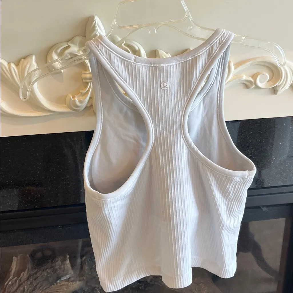 Lululemon Ebb to Street Cropped Racerback Tank Top Light Gray - Image 4