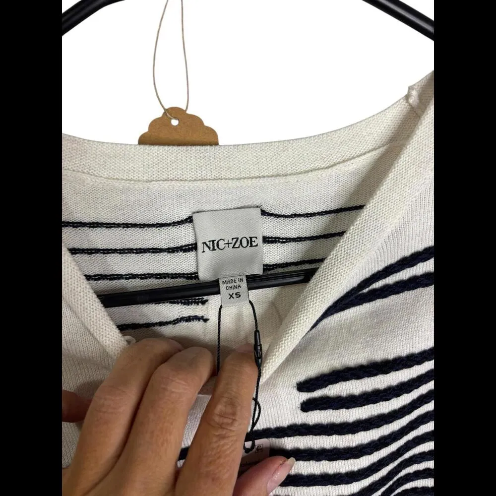 NIC+ZOE Striped Knit Sweater - White Multi XS - Image 3