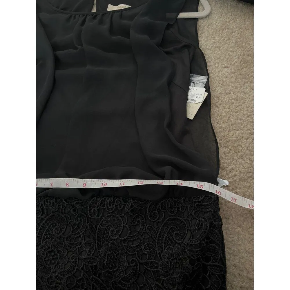 Aidan Mattox Black Dress 2 Chiffon Crochet Lace Holiday NYE entertaining New - Image 11