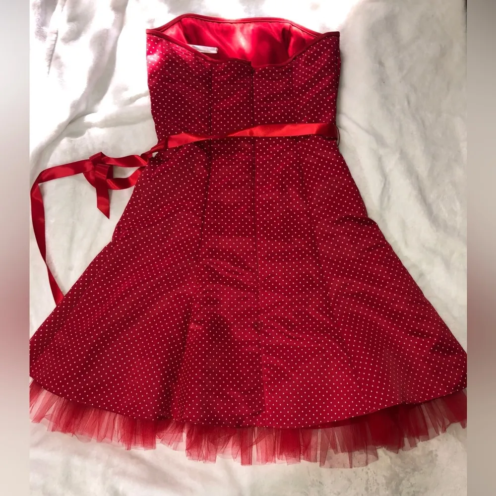 Gunne Sax Strapless Polka Dot  Dress 9/10 Disneybound Minnie - Image 3
