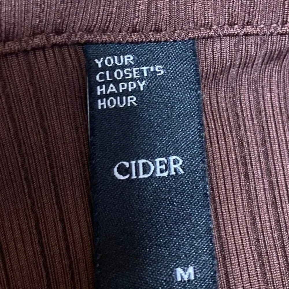 Cider Brown Knit Sleeveless Collared Button Down Crop Shirt Vest Tank Top Size M - Image 3