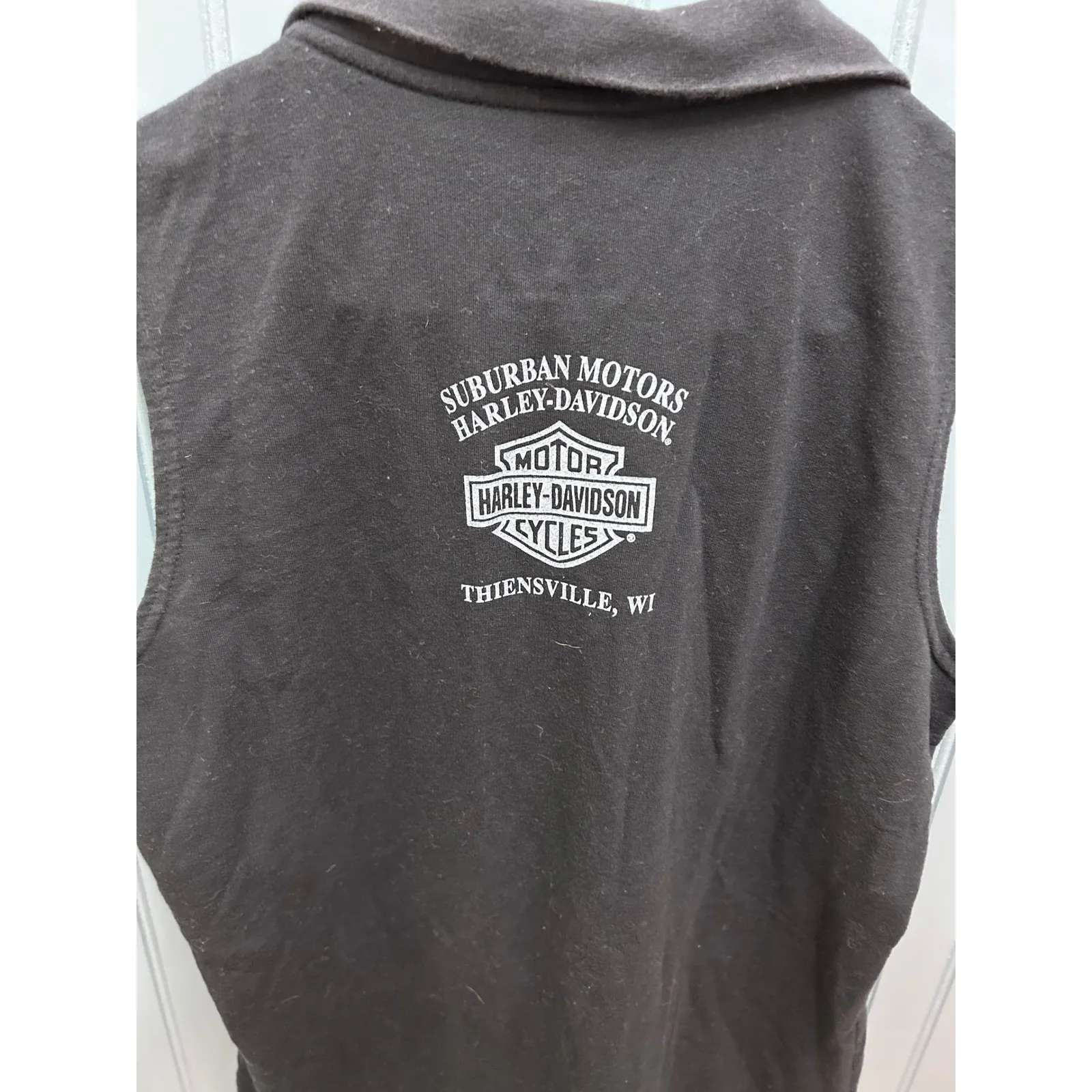 Harley Davidson Womens Vest Full Zip Black Gray Stripe Logo Casual Size L - Image 3