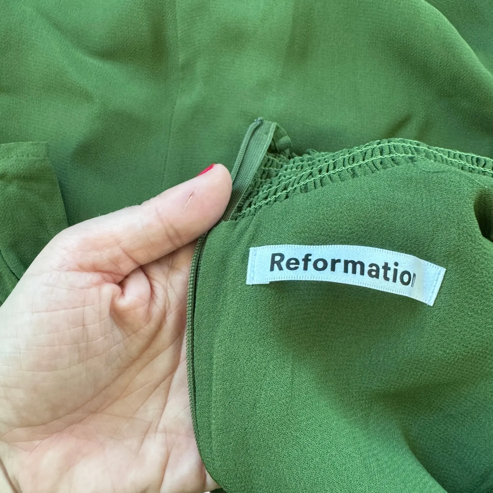 Reformation Galena Midi Dress Moss Green - Image 6