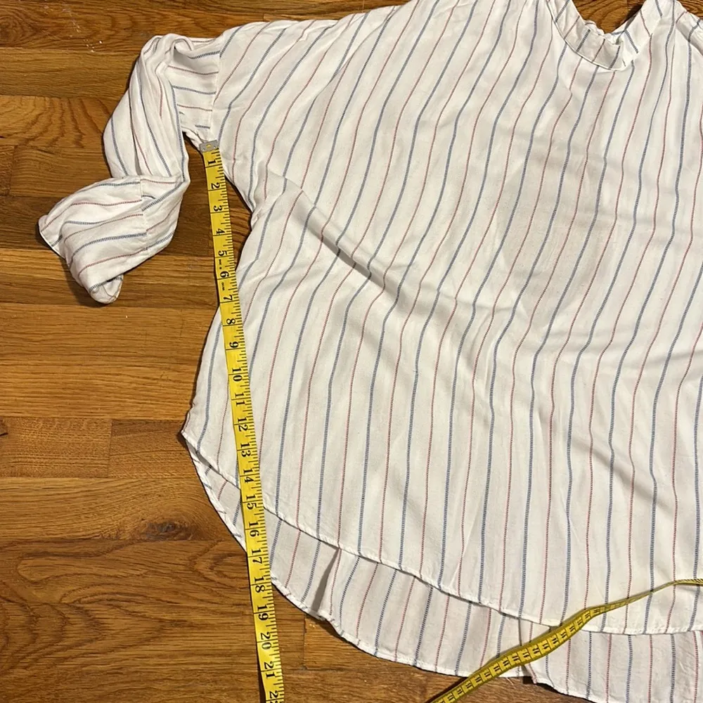 Free People White Striped Cut Out Backless Long Sleeve Top Shirt Womens Large - Image 7