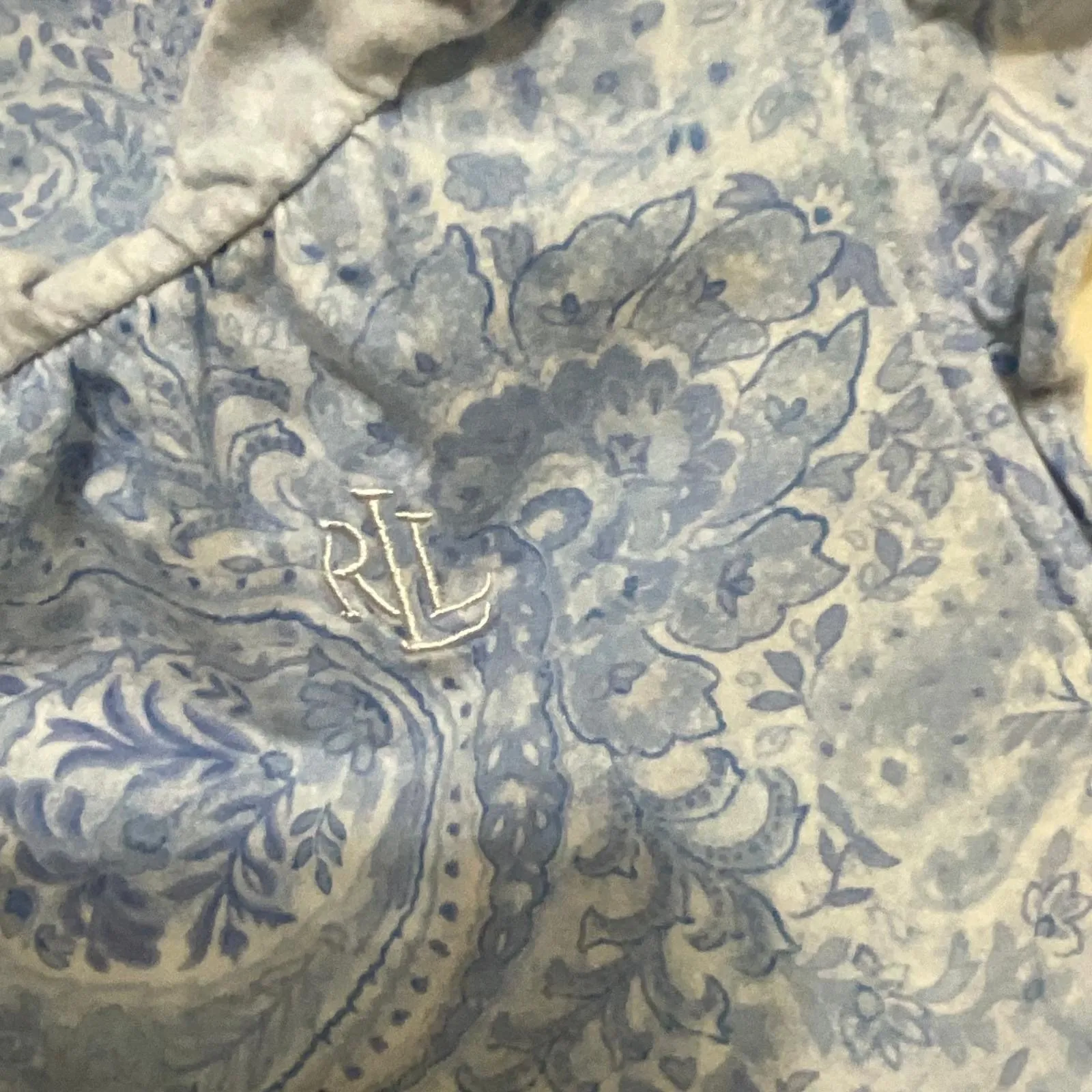 Lauren Ralph Lauren‎ Paisley Sleeveless cotton white & blue women's Nightgown  M - Image 6