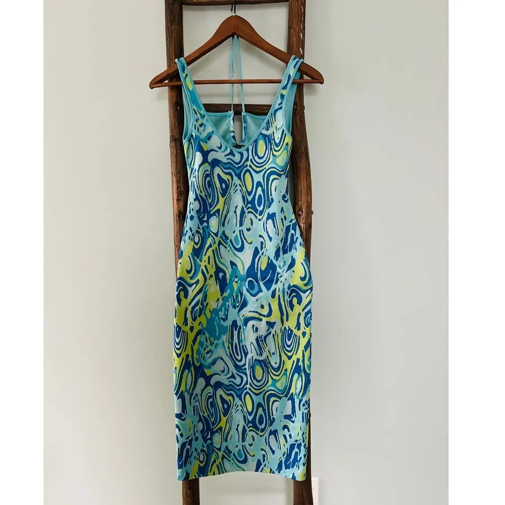 ZARA Dress Sleeveless Knit Colorful Pattern Casual Party Size S - Image 2