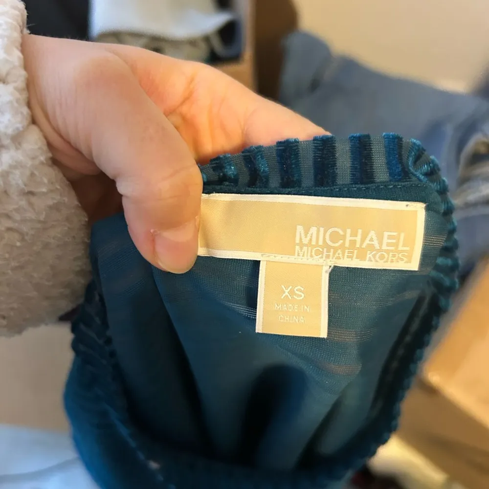 Michael Michael Kors Teal Velvet Burnout Bell Sleeve Top - Image 5