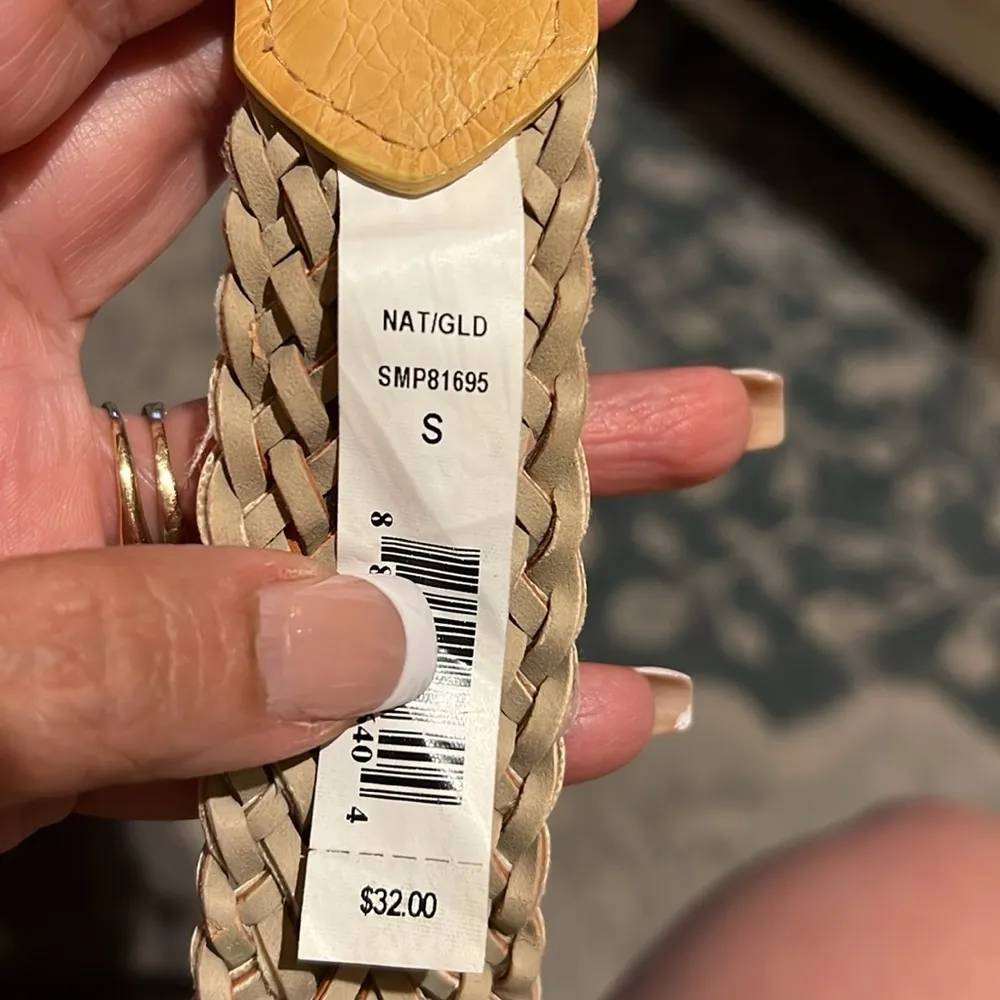 Braided belt natural with gold hardware size S - Image 3