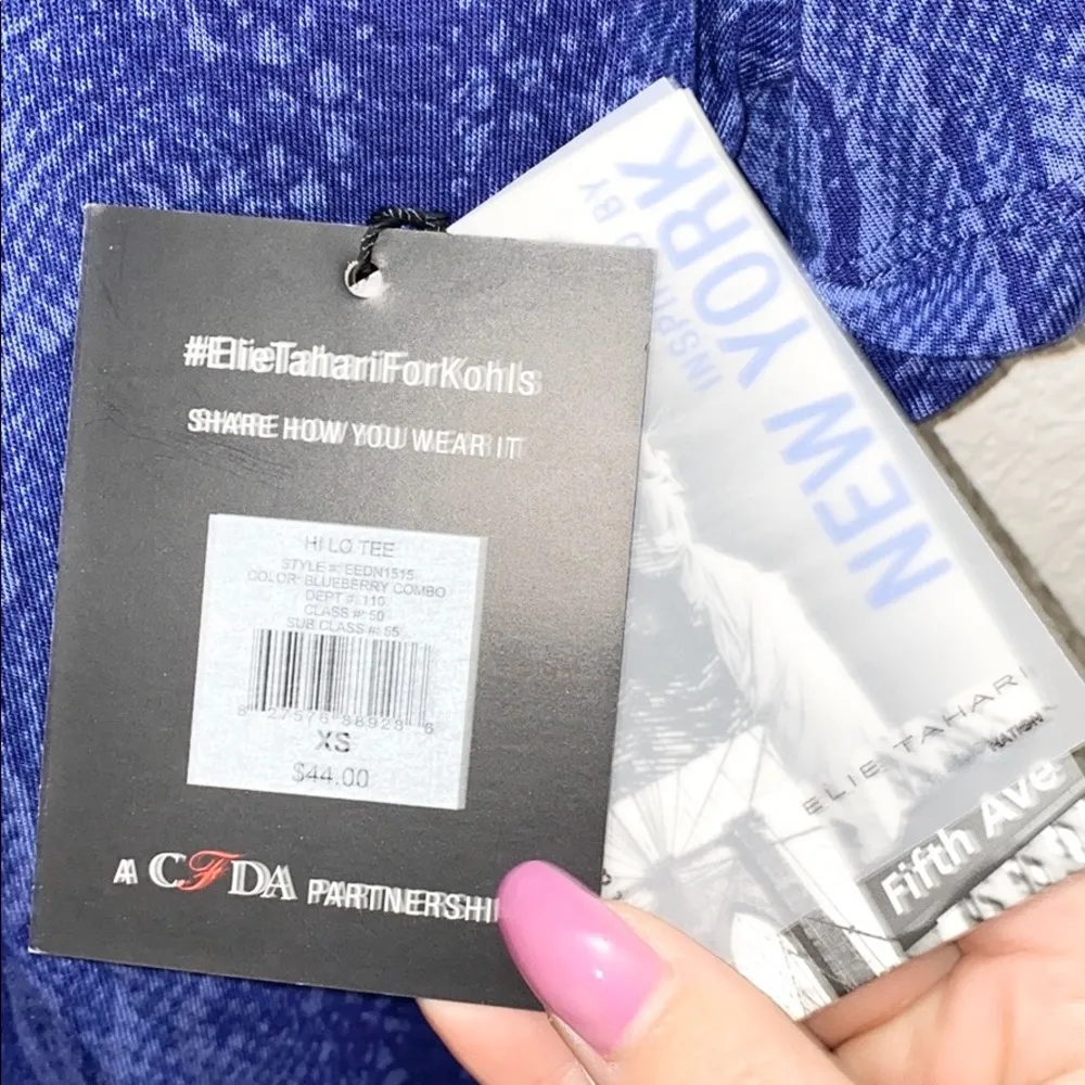 Elie Tahari Snakeskin Blueberry Print High Low Top - Image 3