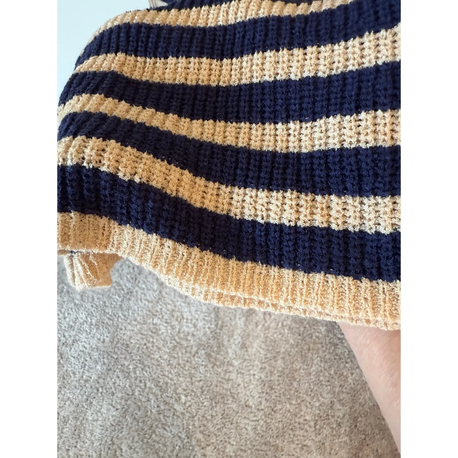 Anthropologie Flat White High Rise Wide Leg Pants Knitted Striped Blue Size XS - Image 5