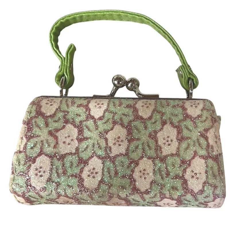 tic. tok Floral Miniature Top Handle Satchel Purse Collectible‎ Sparkly Decor - Image 2