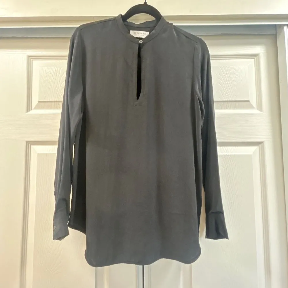 NWOT Everlane 100% Silk Deep Split Neck Button Long Sleeve Shirt - Image 5