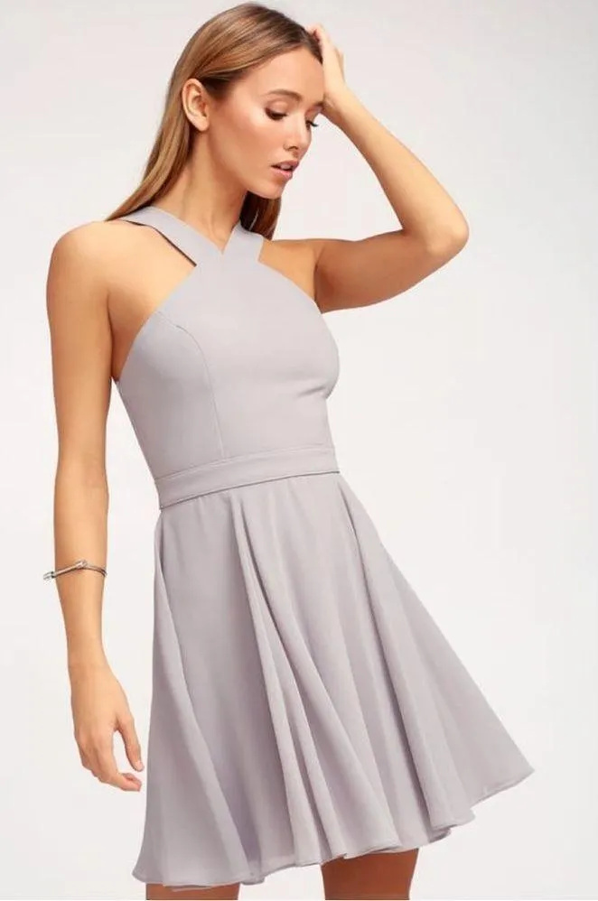 Grey Skater Dress Gray Size M - Image 4