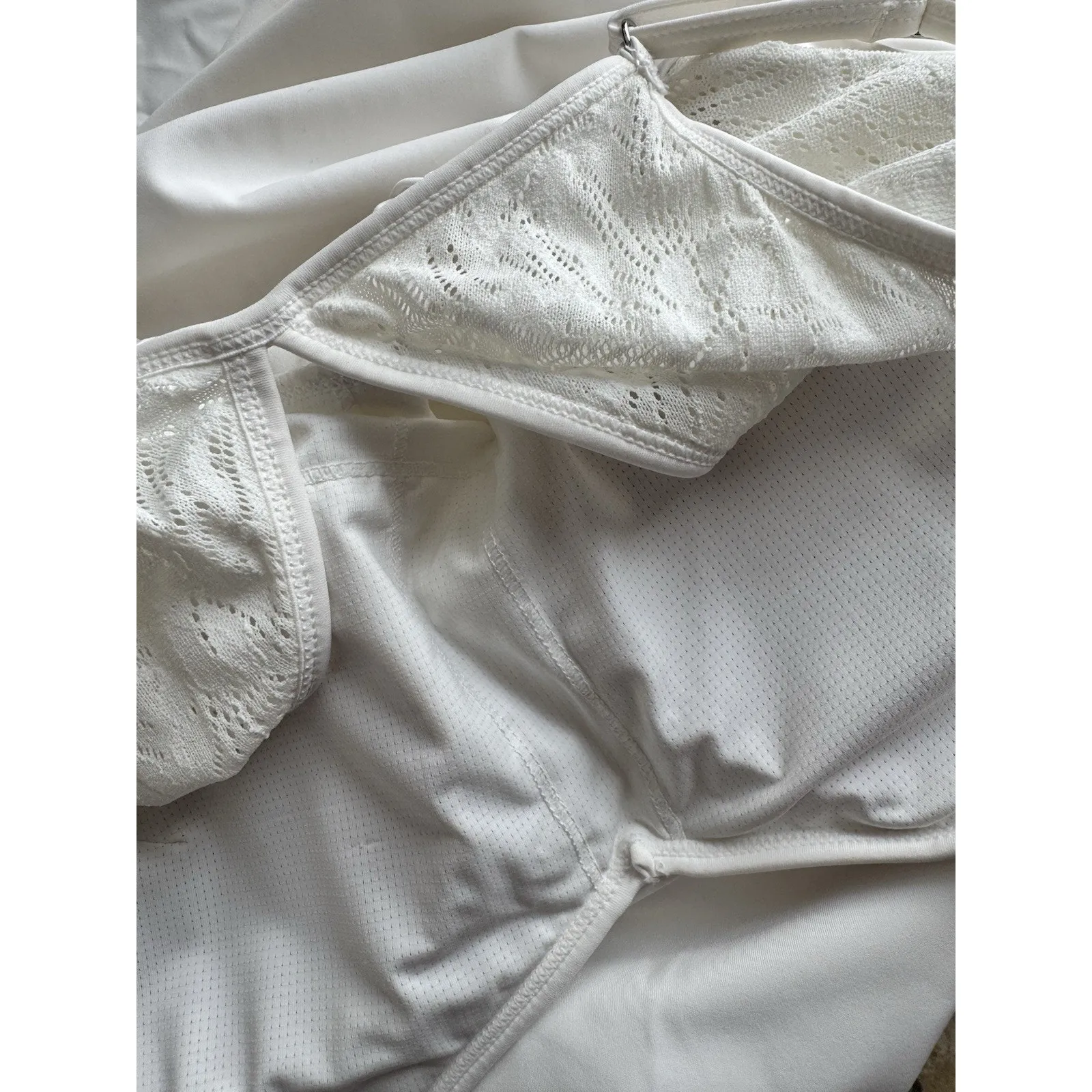 NWT Halara Contrast Lace Hem Midi Casual Slip Dress White Size Medium - Image 6