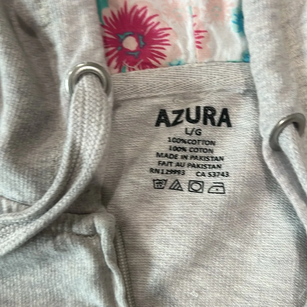 Gray Azura seasonal FLWR zip up hoodie. Blue Size L - Image 3