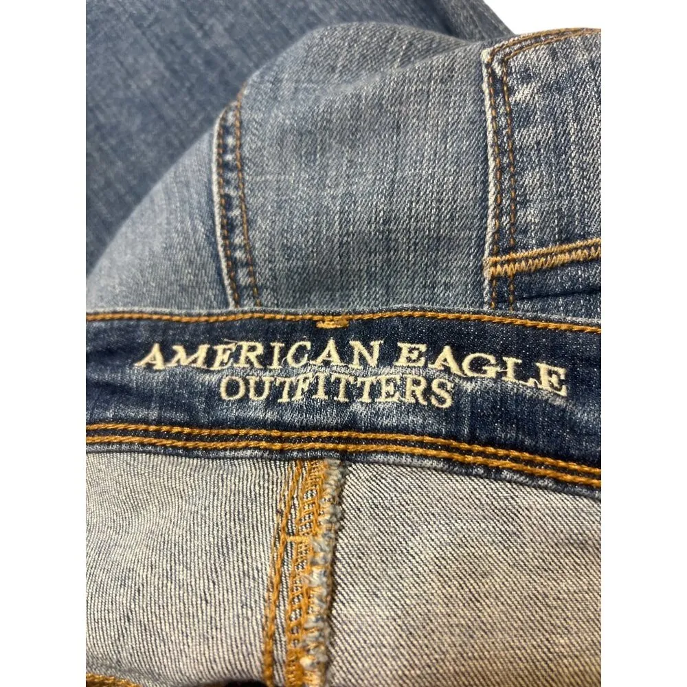American Eagle Outfitters Super Skinny Jeans Distressed Denim Holes Sz 18 Short - Image 5