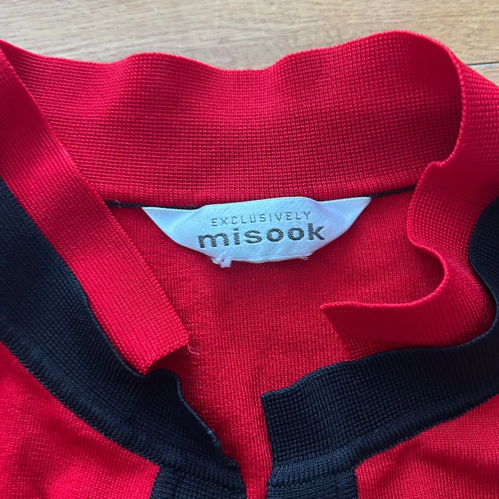 Misook Red and Black Open Front Cardigan Sweater Women’s Size Large Vintage 80’s - Image 3