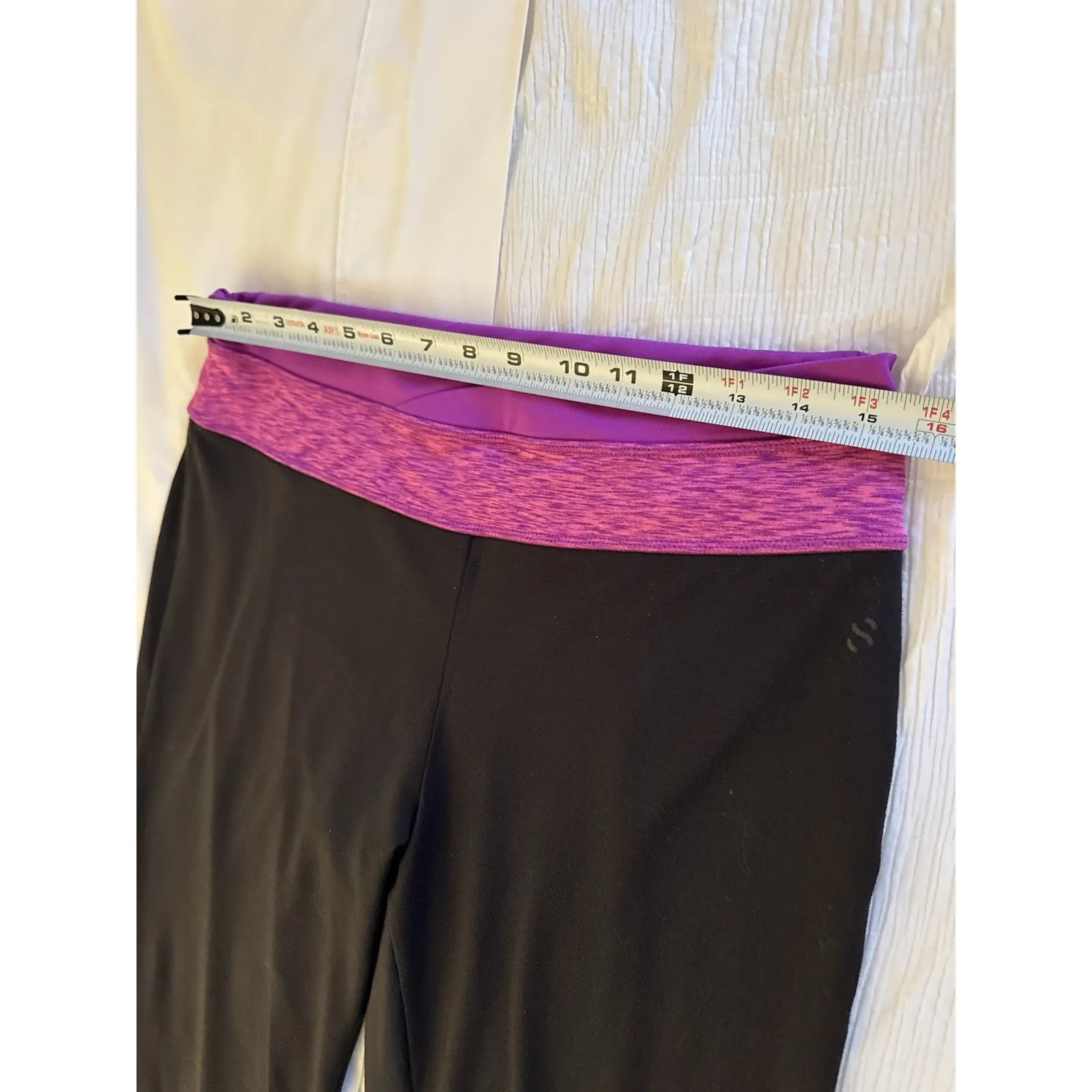 H&M Sport Leggings Women's Medium Gray Joggers Purple Waist Band - Image 5