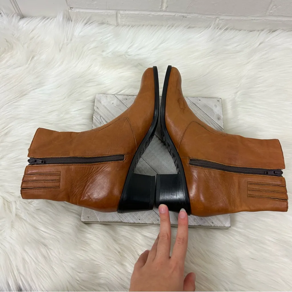 Vintage Selby Brown Leather Ankle Booties Size 9 - Image 6