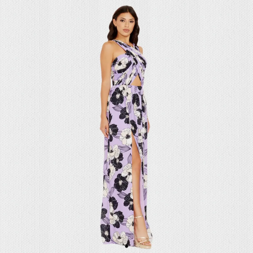 NWT Dress The Population Rose Wisteria Cutout Maxi Dress Sz Small - Image 2
