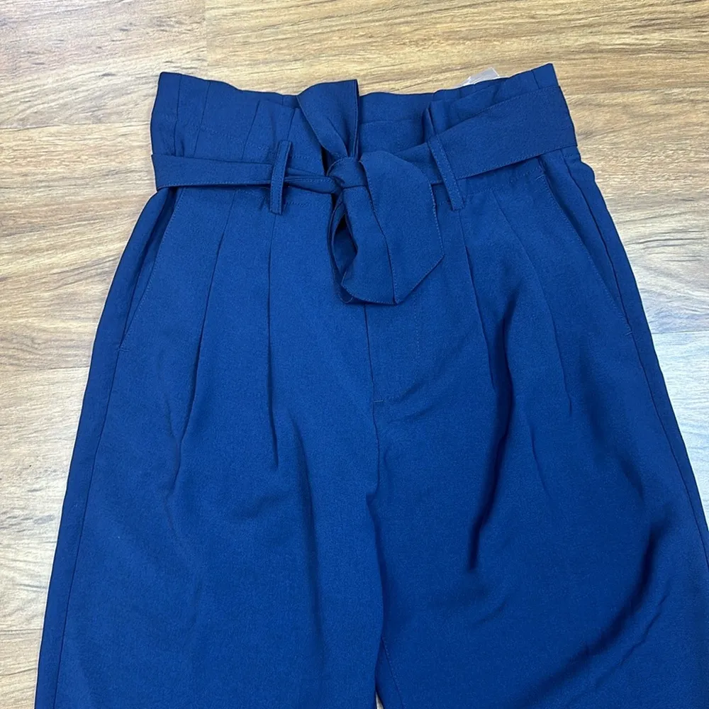 NWOT Frenchy Paperbag Waist Belted Suit Pants Sz 00 High Rise - Image 5